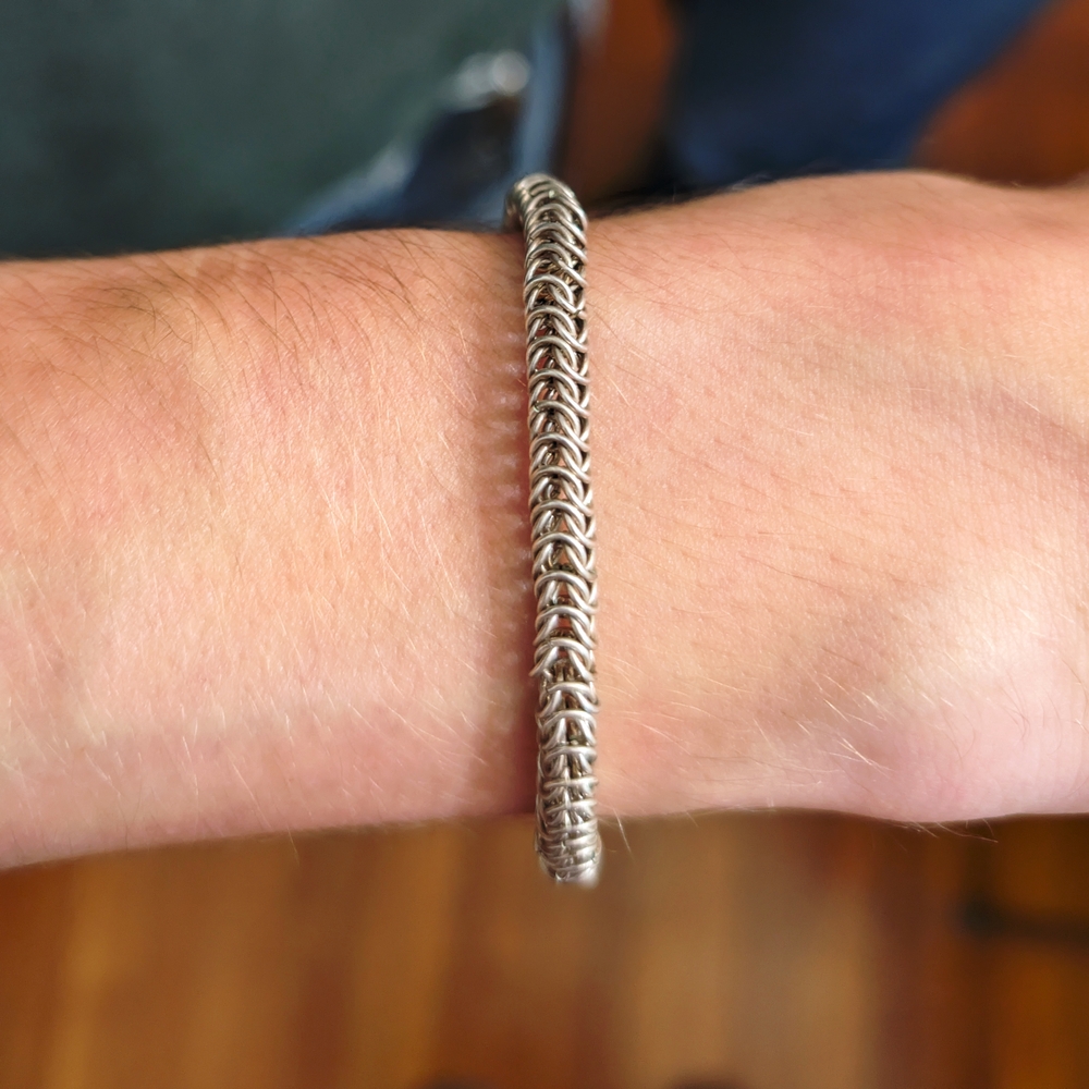 Vintage Sterling Silver Chainmaille Box Chain Unisex Bracelet/Ankle Bracelet - Picture 8 of 8